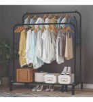 CLOTH HANGER WITH ROLLER (Metal Garment Rack Multipurpose Clothes Rack with Bottom Shelf)